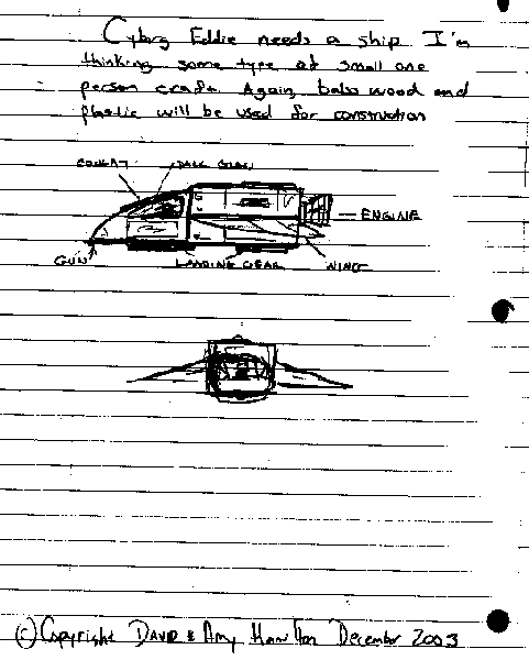 Concept art for Cyborg Eddie's ship. Copyright 2007. David A. Hamilton