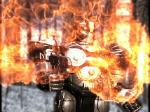 Scene from Super Battlesuit X1 (Franz on fire). Copyright 2009 David A. Hamilton